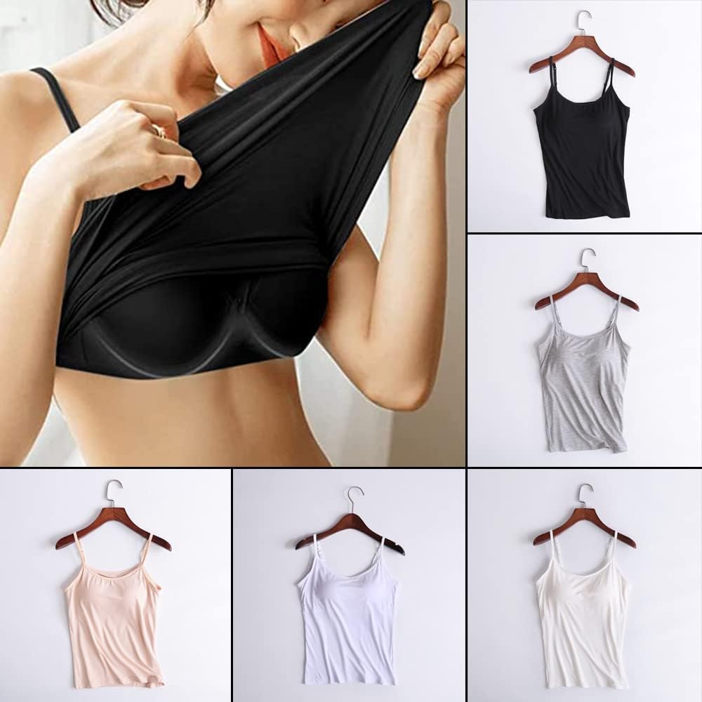 Women's Bra Camisole Tops with Built-in Bra